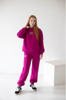 Жіночий теплий костюм oversize із триниткового футера з начосом